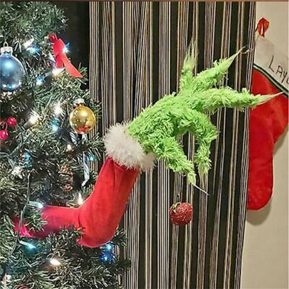 Mano de grinch decorativo árbol navidad